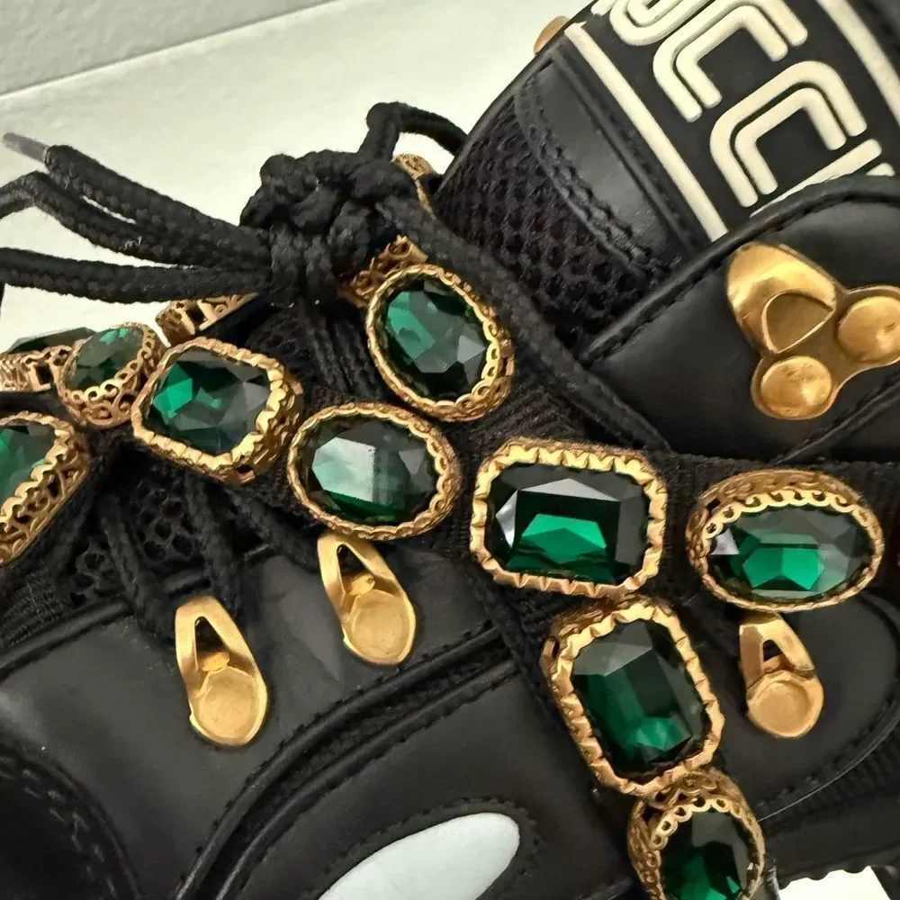 Brand new Gucci Black Mesh and Leather Flashtrek Reflective Removable Crystals - Picture 15 of 15